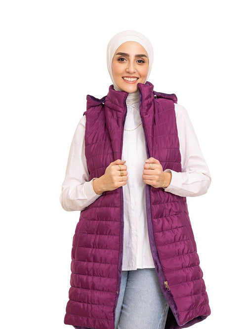 Purple L - Cut Double Face Jacket - Khotwh